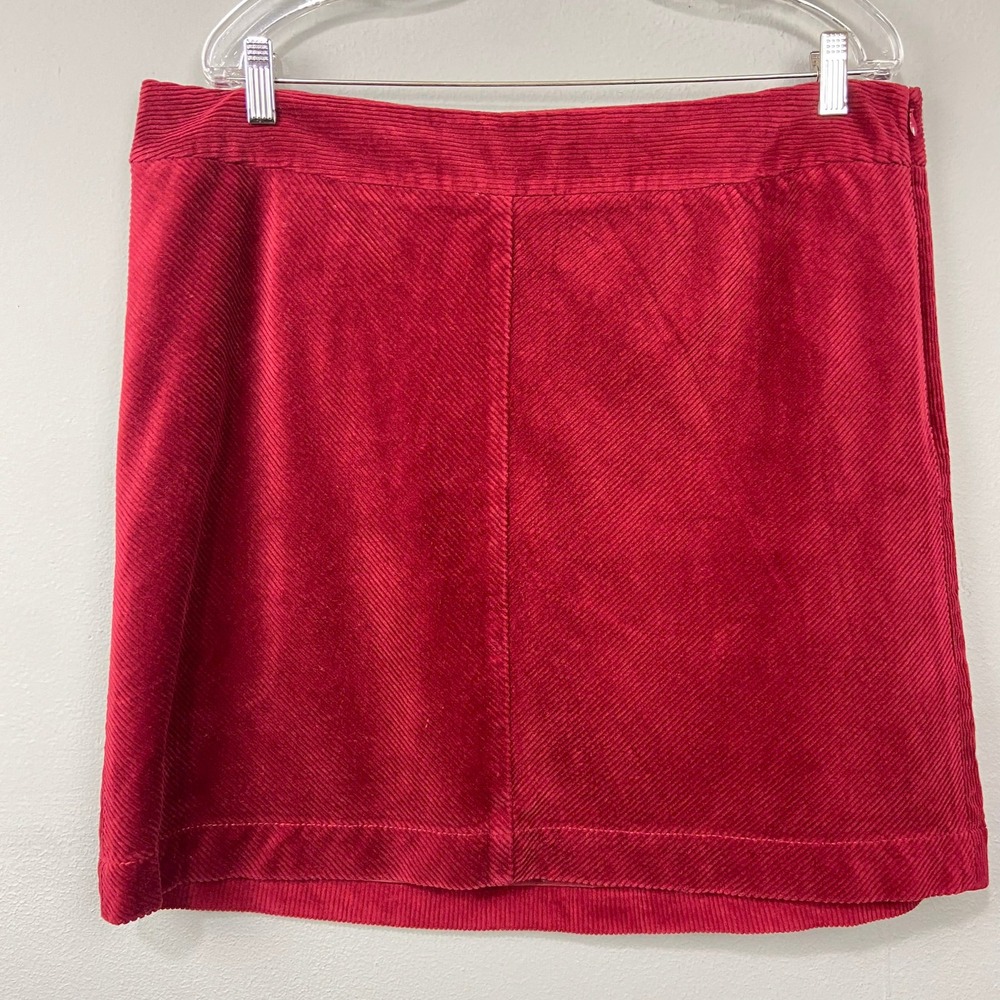 Loft Corduroy Mini Skirt Size 14 Dark Red Preppy Twee Holiday French Classic Y2K - Picture 3 of 8
